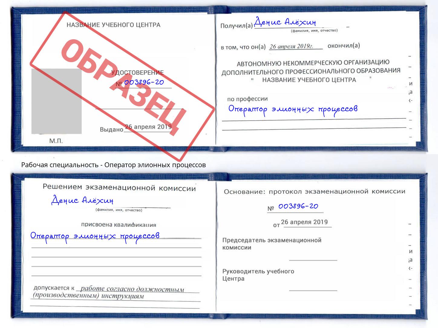 Оператор элионных процессов Губкин