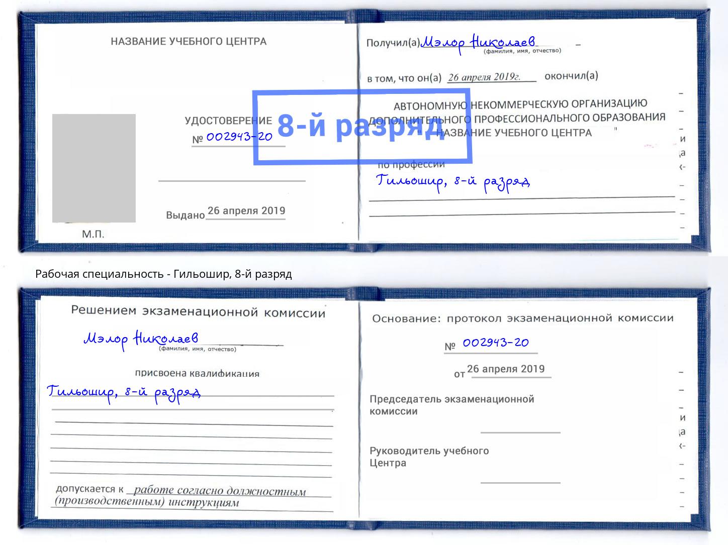 корочка 8-й разряд Гильошир Губкин