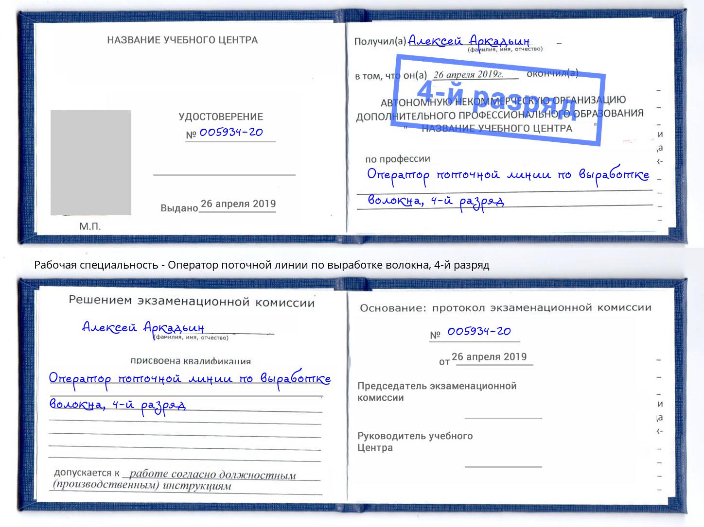 корочка 4-й разряд Оператор поточной линии по выработке волокна Губкин